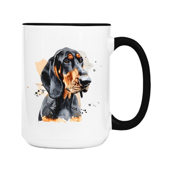 Hrnek velký barevný s potiskem Black and tan coonhound