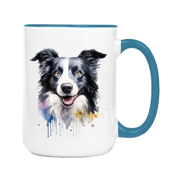 Hrnek velký barevný s potiskem Border kolie 3