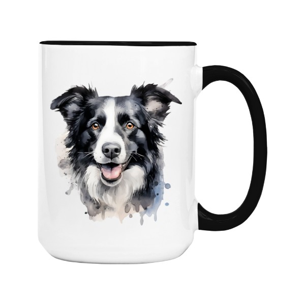 Hrnek velký barevný s potiskem Border kolie 4