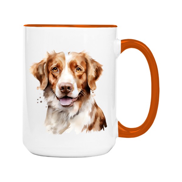 Hrnek velký barevný s potiskem Bretaňský ohař