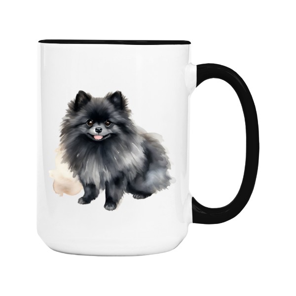 Hrnek velký barevný s potiskem černý Pomeranian 2