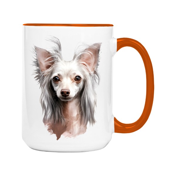 Hrnek velký barevný s potiskem Čínský chocholatý pes 2