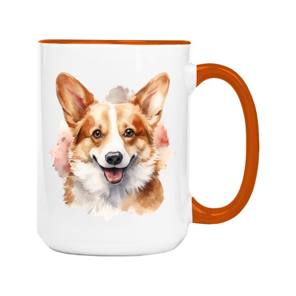 Hrnek velký barevný s potiskem Corgi 2