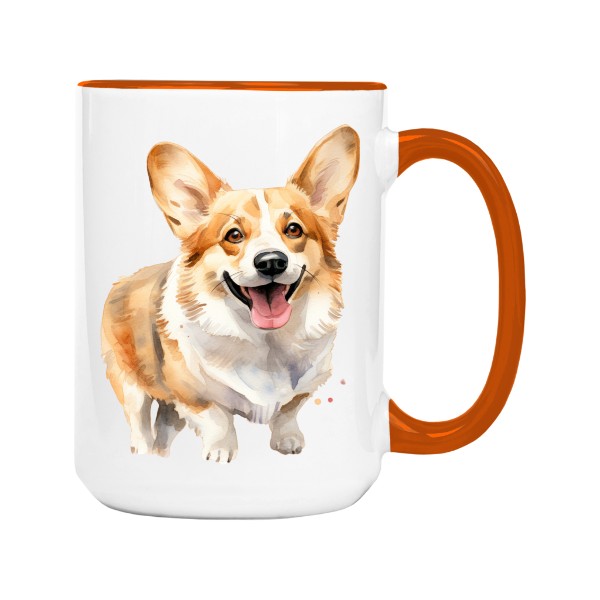Hrnek velký barevný s potiskem Corgi 3