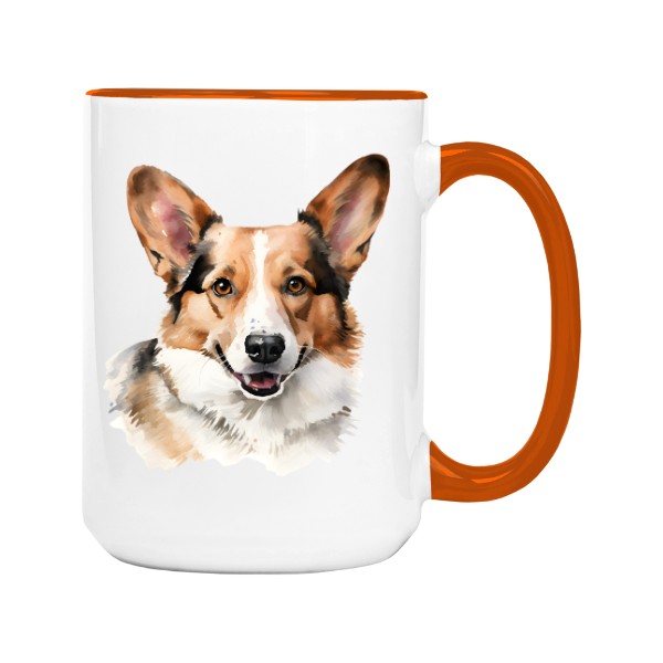 Hrnek velký barevný s potiskem Corgi 6