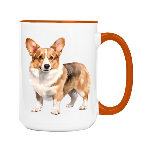 Hrnek velký barevný s potiskem Corgi 7