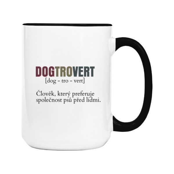 Hrnek velký barevný s potiskem Dogtroverti