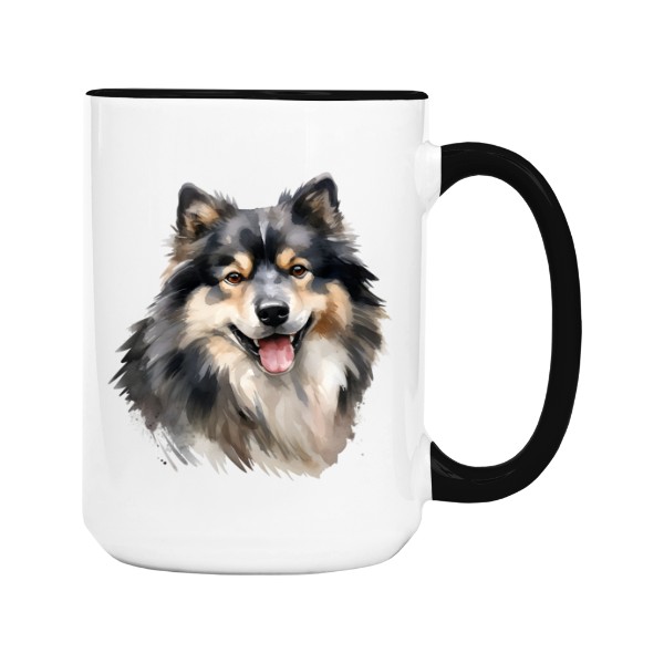 Hrnek velký barevný s potiskem Finský laponský pes 2