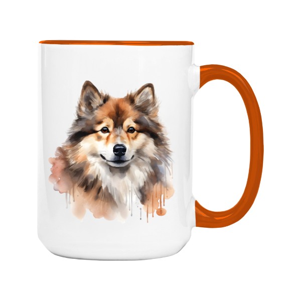 Hrnek velký barevný s potiskem Finský laponský pes