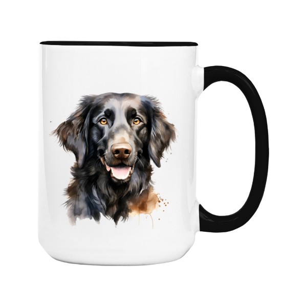 Hrnek velký barevný s potiskem Flat coated retrívr 2
