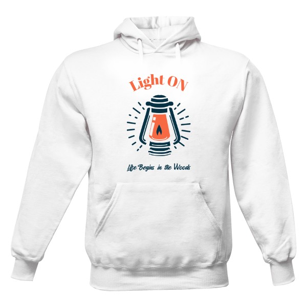 Pánská mikina s kapucí Just Hoods s potiskem Light ON - život začíná v lese