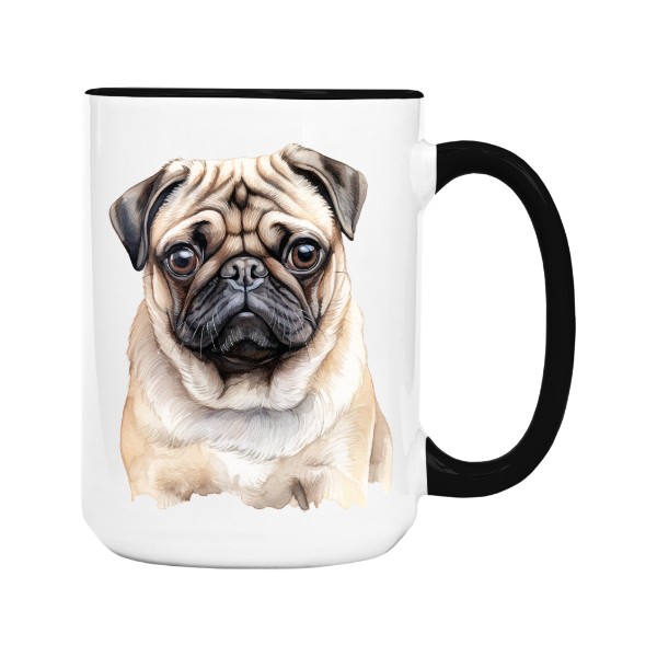 Hrnek velký barevný s potiskem Mops 2