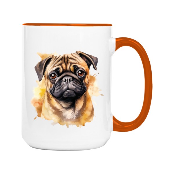 Hrnek velký barevný s potiskem Mops 3