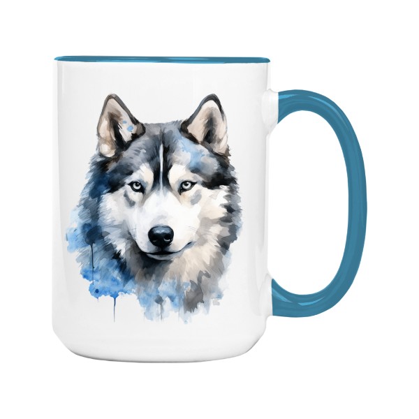 Hrnek velký barevný s potiskem Sibiřský husky 3