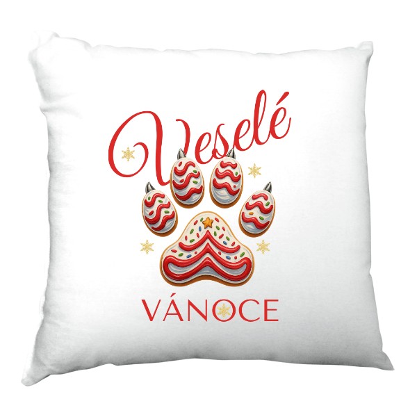 Hrnek velký barevný s potiskem Veselé Vánoce – perníčková tlapka