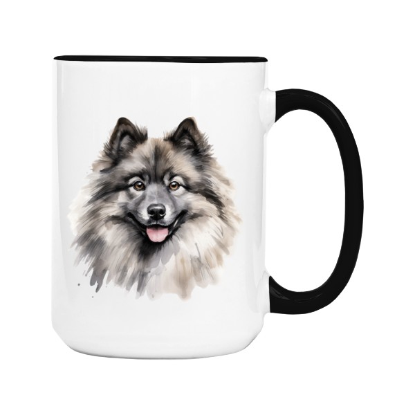 Hrnek velký barevný s potiskem Vlčí špic Keeshond